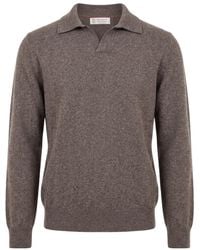 Brunello Cucinelli - Long-Sleeved Knitted Polo Shirt - Lyst
