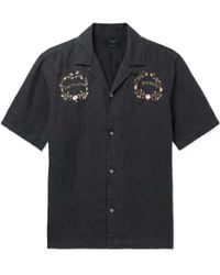 AllSaints - Klavicle Short Sleeve Linen Embroidered Shirt - Lyst