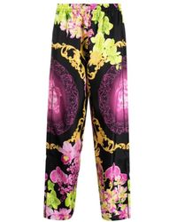 Versace - Floral-Print Silk Beach Trousers - Lyst