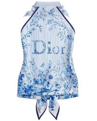 Dior - Iviera Toile De Jouy Floral Garden Silk Top - Lyst