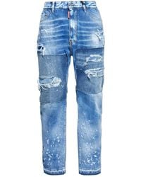 DSquared² - Distressed Straight-Leg Jeans - Lyst