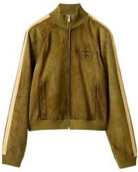 Miu Miu - Waxed Suede Stripe Track Jacket - Lyst