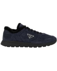 Prada - Prax Winter Fur-Lined Low-Top Sneakers - Lyst