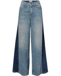 Nili Lotan - Ebony Paneled Two-Tone High-Rise Denim Trousers - Lyst