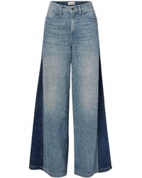 Nili Lotan - Ebony Paneled Two-Tone High-Rise Denim Trousers - Lyst