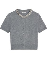Celine - Embroidered Cropped Cardigan - Lyst