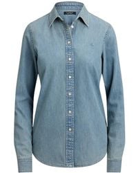Ralph Lauren - Embroidered-Logo Denim Shirt - Lyst