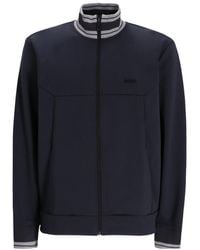 BOSS - Ribbed-Trim Zip-Fastening Sweater - Lyst