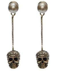 McQueen - Skull Embellished Drop Earrings - Lyst