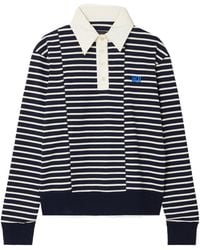 Wales Bonner - Embroidered Stretch Cotton Poplin-Trimmed Striped Cotton-Jersey Polo Shirt - Lyst