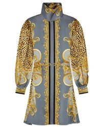Versace - Dress Cheetah Foulard On Silk Crepe Satin Lw - Lyst