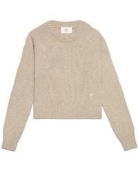 Ami Paris - Logo Embroidered Knitted Jumper - Lyst