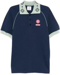 CASABLANCA - Raglan Polo Shirt With Chenille Collar - Lyst