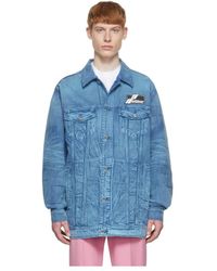 we11done - Logo Lapel Denim Jacket - Lyst
