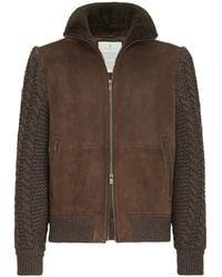 Brunello Cucinelli - Suede Shearling And Cashmere Knit Bomber Jacket With Thermore Padding - Lyst