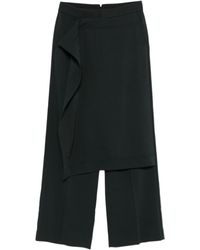 Ami Paris - Ruffled-Overlay Straight Trousers - Lyst
