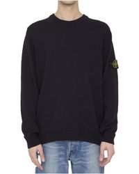 Stone Island - Logo Patch Crewneck Knitted Jumper - Lyst