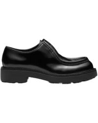 Prada Diapason Opaque Brushed Leather Lace-up Shoes in Black Prada Diapason Opaque Brushed Leather Lace-up Shoes in Black