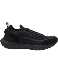 BOSS - Lace-Up Suede Trainers With A Knit Sock - Lyst