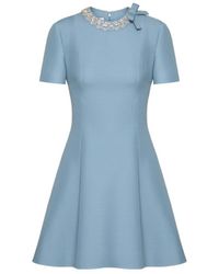 Valentino - Embellished Short-Sleeved Mini Dress - Lyst