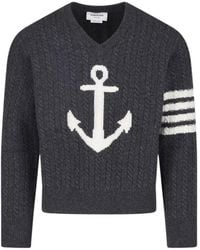 Thom Browne - Anchor Intarsia Knitted Sweater - Lyst