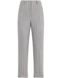 Peserico - Striped Turn Up Hem Cropped Trousers - Lyst