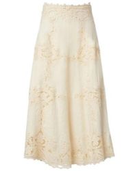 Ulla Johnson - Fleur Crochet-Trimmed Linen Midi Skirt - Lyst
