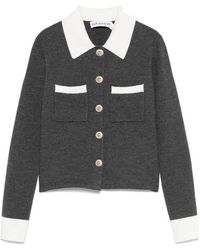 Self-Portrait - Contrasted-Collar Knitted Cardigan - Lyst
