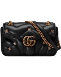 Gucci - Gg Marmont Logo Plaque Small Shoulder Bag - Lyst