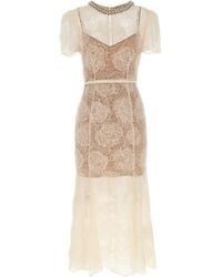 Self-Portrait - Tulle Lace Midi Dress - Lyst