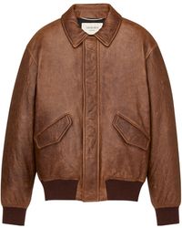 Saint Laurent - Leather Bomber Jacket - Lyst