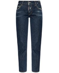 DSquared² - Dark Crinkle Washed Medium Waist Jennifer Jeans - Lyst