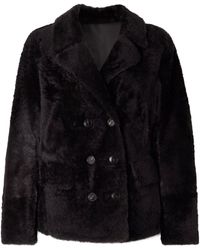 Yves Salomon - Double-Breasted Shearling Jacket - Lyst
