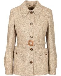 Blazé Milano - Blazé Milano Long Sleeved Belted Speckled Jacket - Lyst