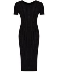 Issey Miyake - Seersucker Short-Sleeve Midi Dress - Lyst