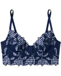 Fleur du Mal - Embroidered Silk-Blend Satin Tulle Underwired Soft-Cup Bra - Lyst