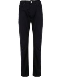 Emporio Armani - Logo Plaque Stretched Denim Jeans - Lyst