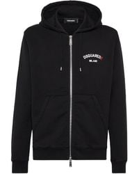 DSquared² - Logo-Printed Zip-Up Drawstring Hoodie - Lyst