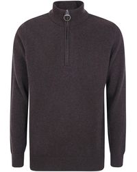 Barbour - Holden Tartan-Patch Half-Zip Sweater - Lyst