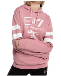 EA7 - Logo Printed Hooded Sweater - Lyst