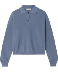 Brunello Cucinelli - Embellished English Rib Knit Polo Shirt - Lyst