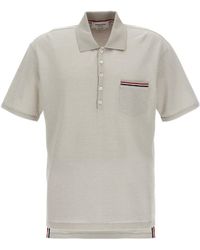 Thom Browne - Logo Patch Stripe-Detailed Polo Shirt - Lyst