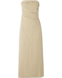 TOVE - Sabella Strapless Gathered Linen Midi Dress - Lyst