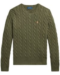 Polo Ralph Lauren - Logo Embroidered Cable-Knit Jumper - Lyst