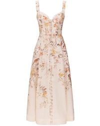 Zimmermann - Luna Midi Dress With Buttons - Lyst