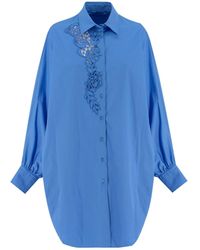 Ermanno Scervino - Floral Embroidered Curved Hem Shirt - Lyst