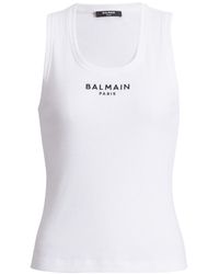 Balmain - Paris Embroidered Vest Top - Lyst