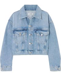 Agolde - Button Cropped Denim Jacket - Lyst
