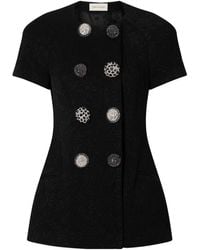 Dries Van Noten - Embellished Double-Breasted Floral-Jacquard Jacket - Lyst