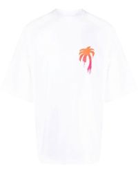 Palm Angels - Spray-Effect Logo-Print T-Shirt - Lyst